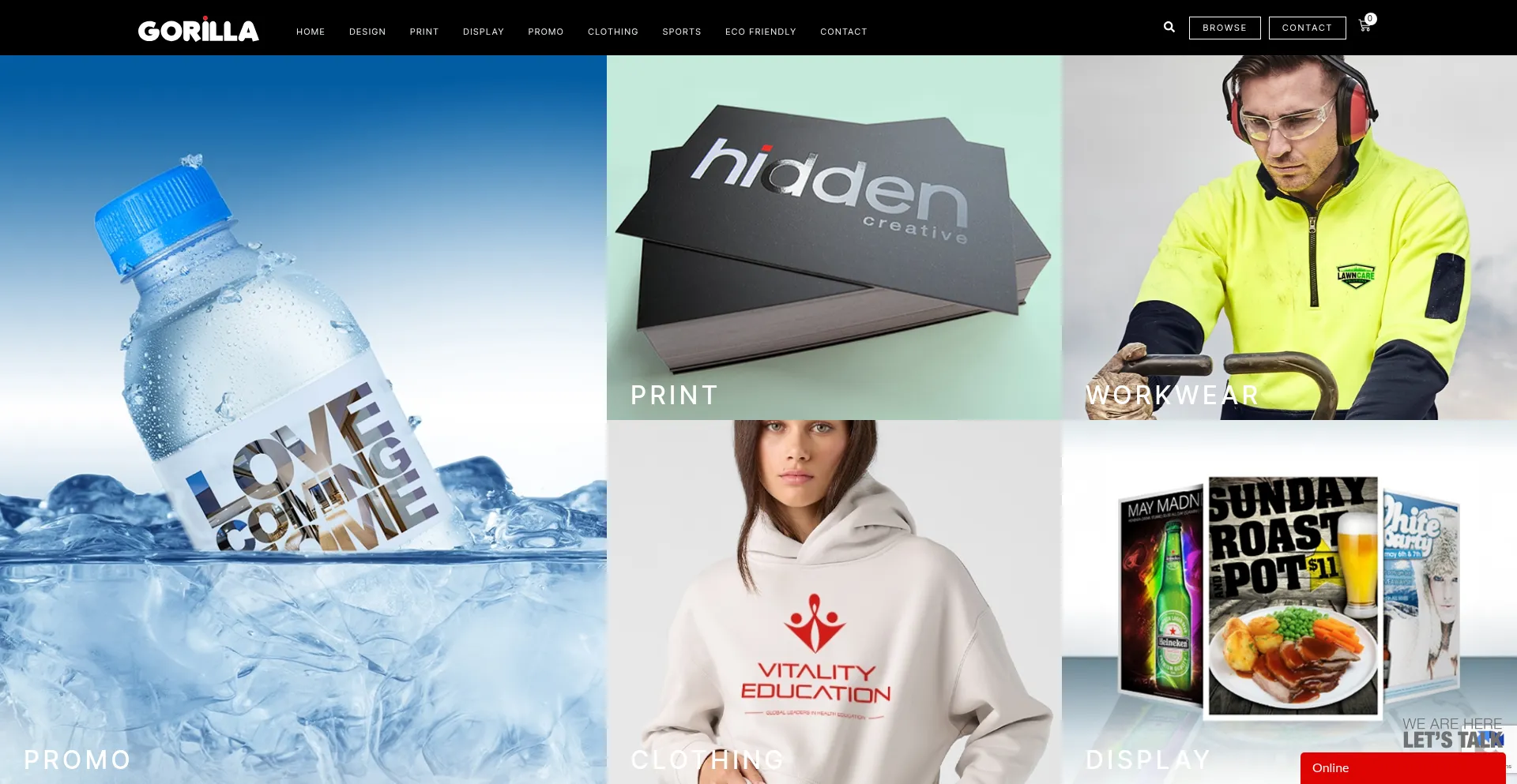 Website screenshot of Gorillaprint.com.au
