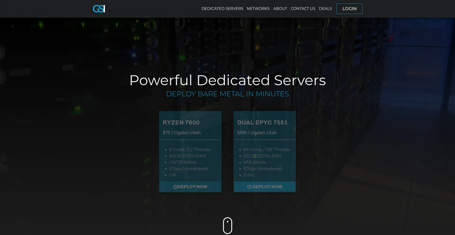Website screenshot of Gorillaservers.com
