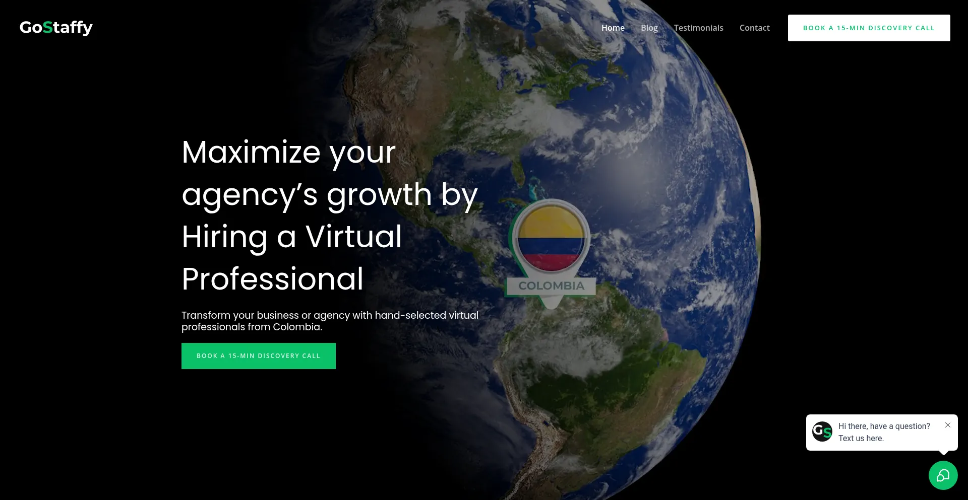 Website screenshot of Gostaffy.com