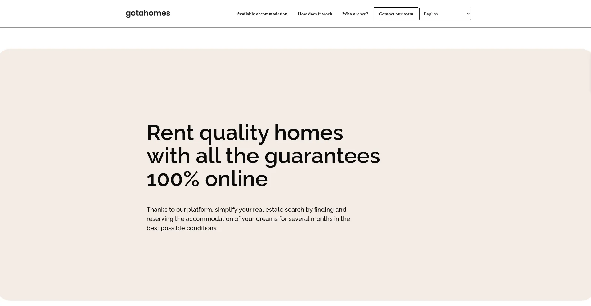 Website screenshot of Gotahomes.com