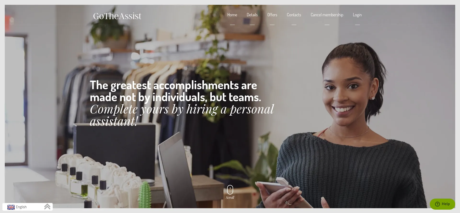 Website screenshot of Gotheassist.com