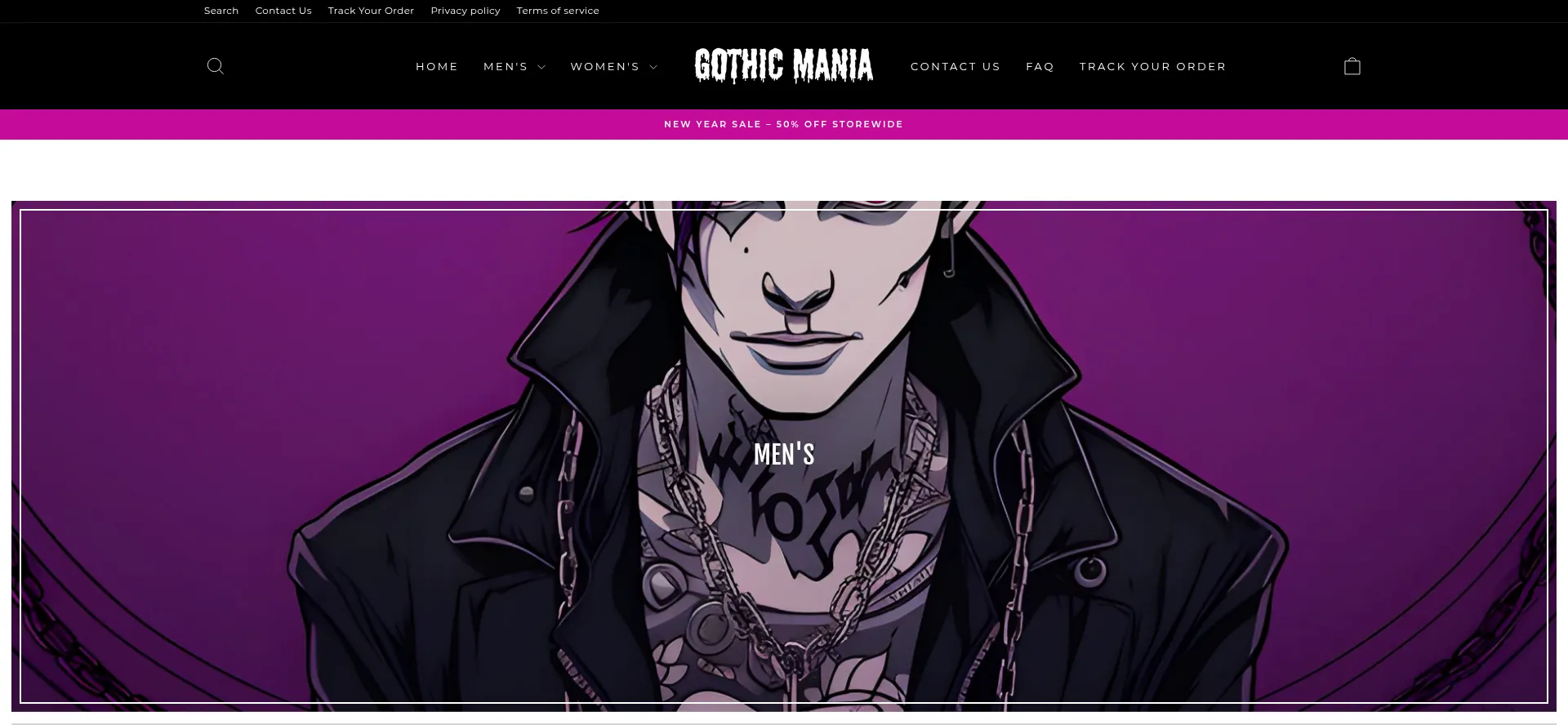 Website screenshot of Gothicmania.com