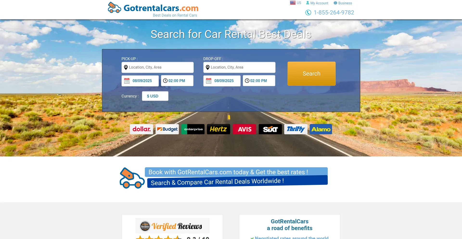 Website screenshot of Gotrentalcar.com