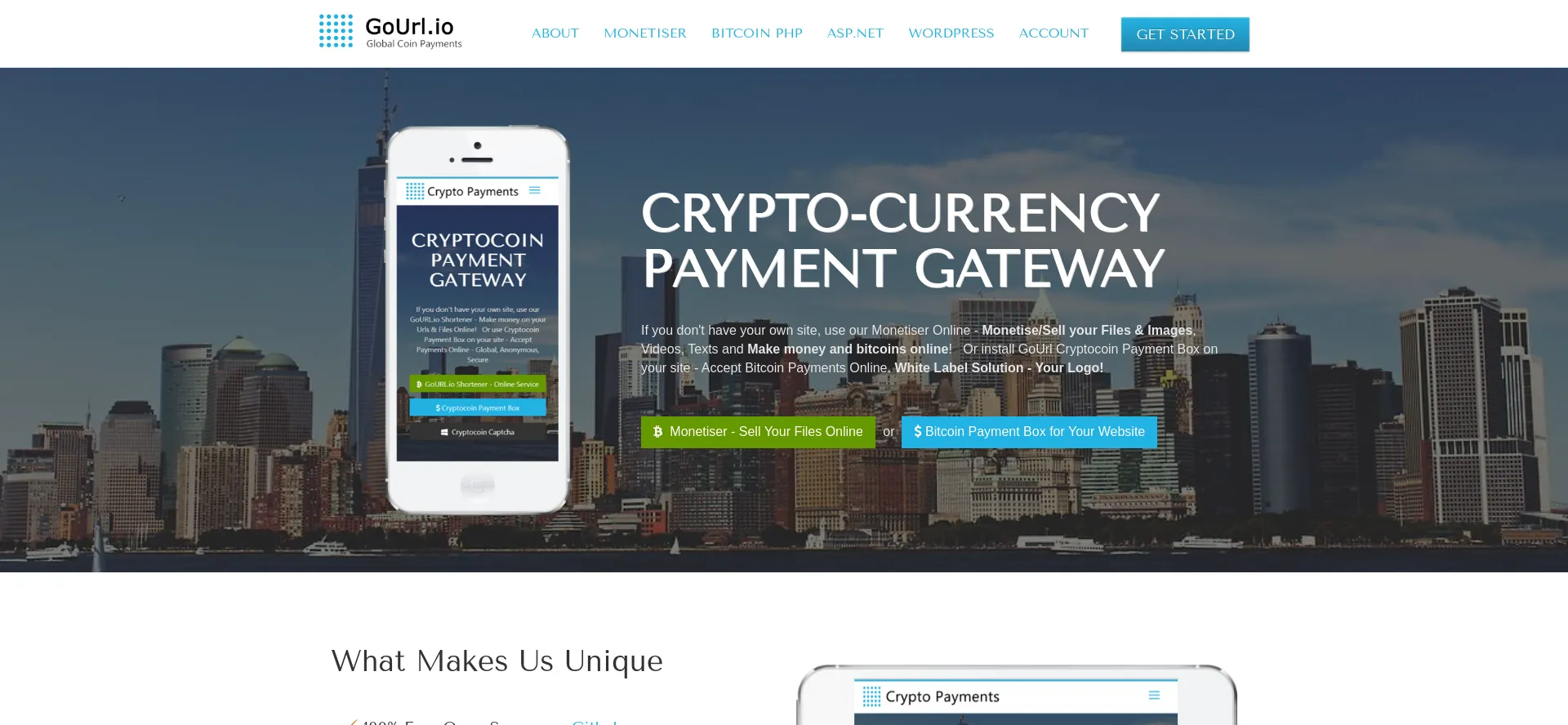 Website screenshot of Gourl.io