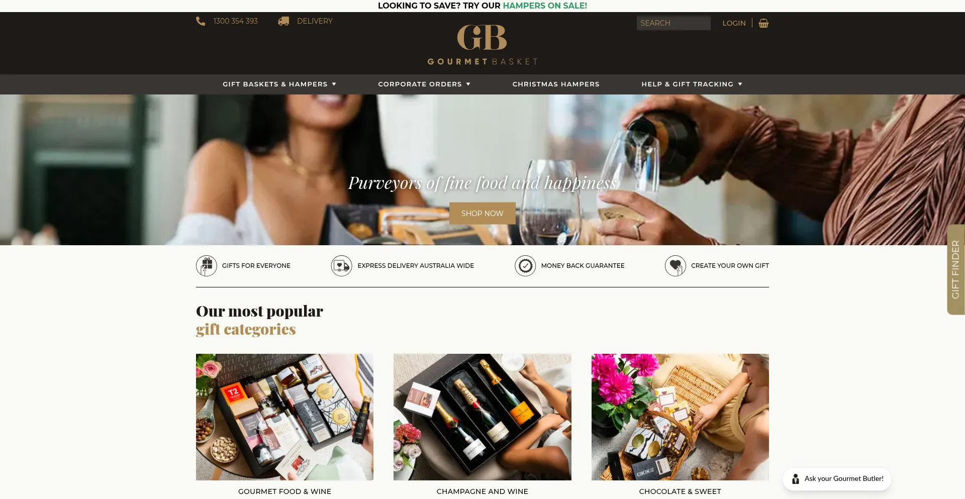 Website screenshot of Gourmetbasket.com.au