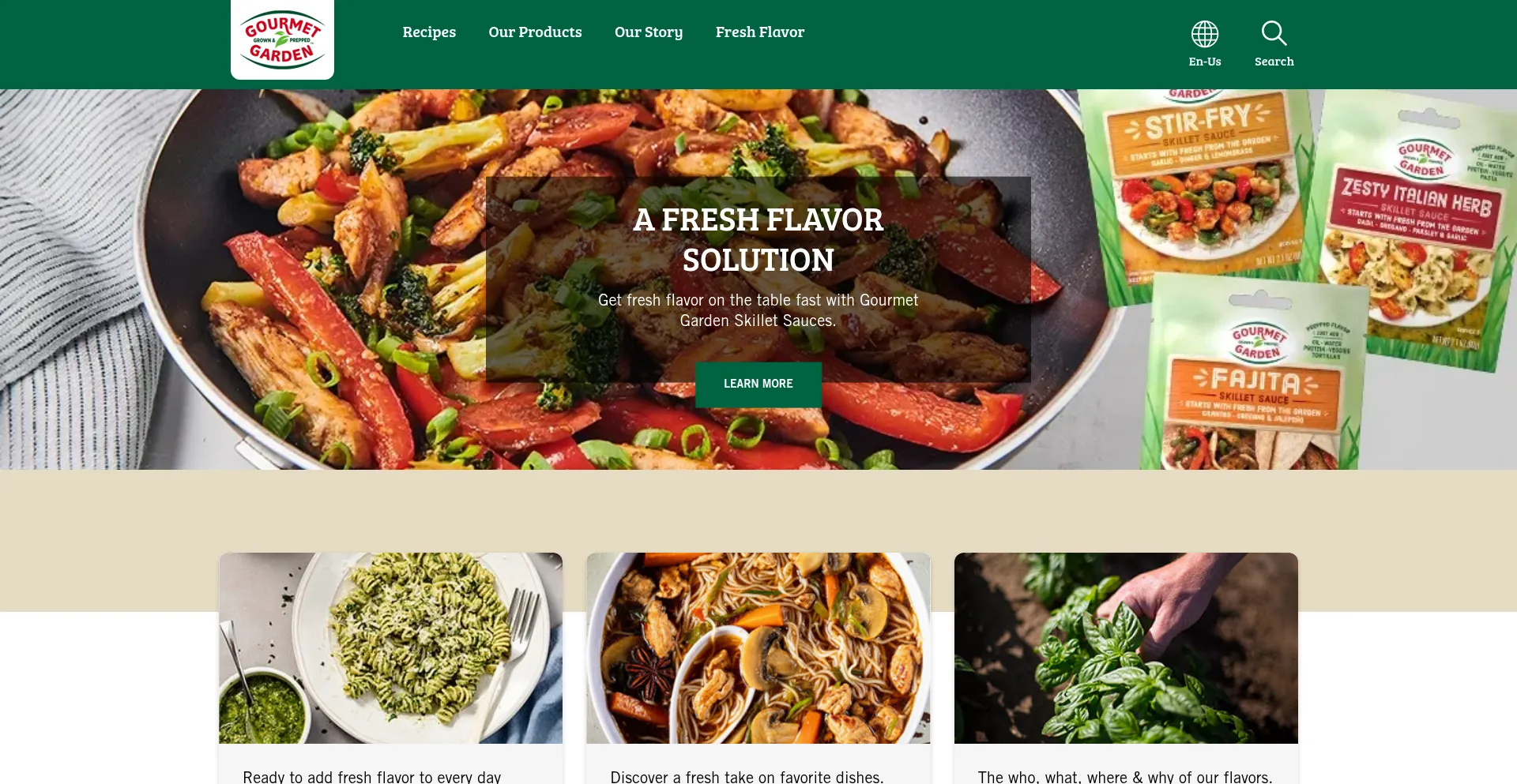 Website screenshot of Gourmetgarden.com