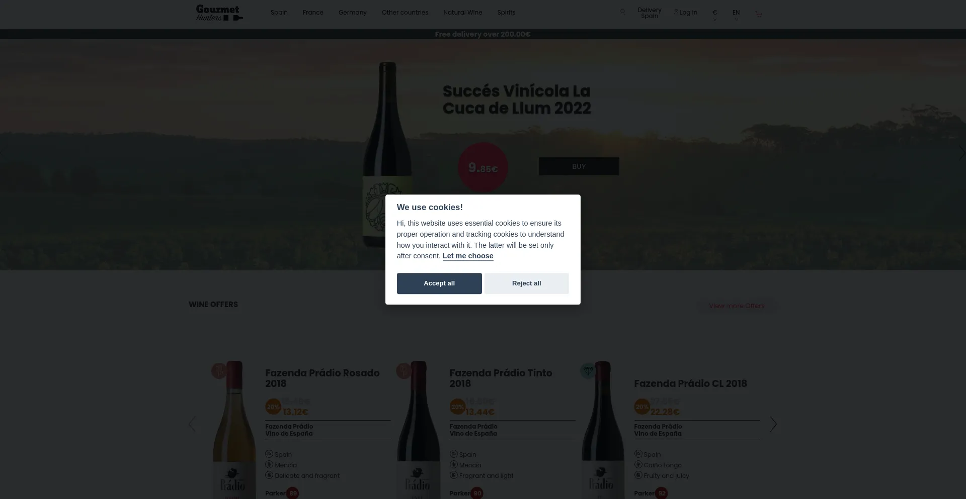 Website screenshot of Gourmethunters.com