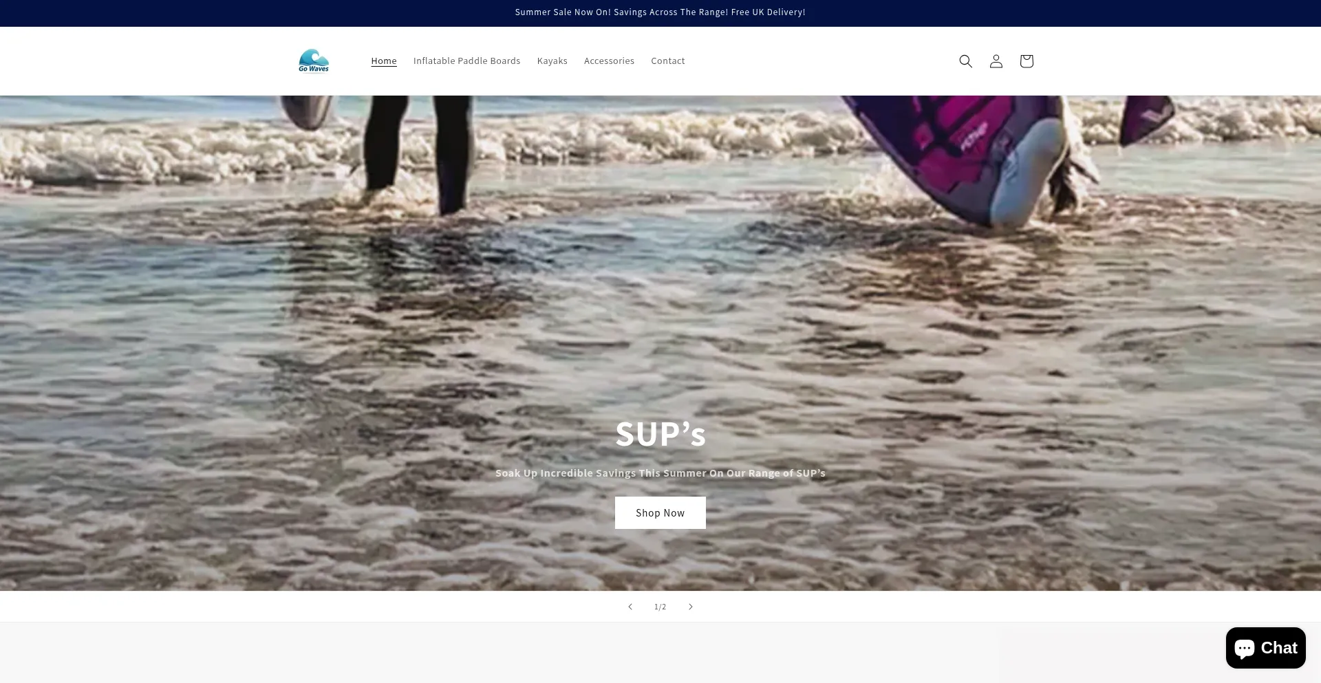 Website screenshot of Gowaves.co.uk