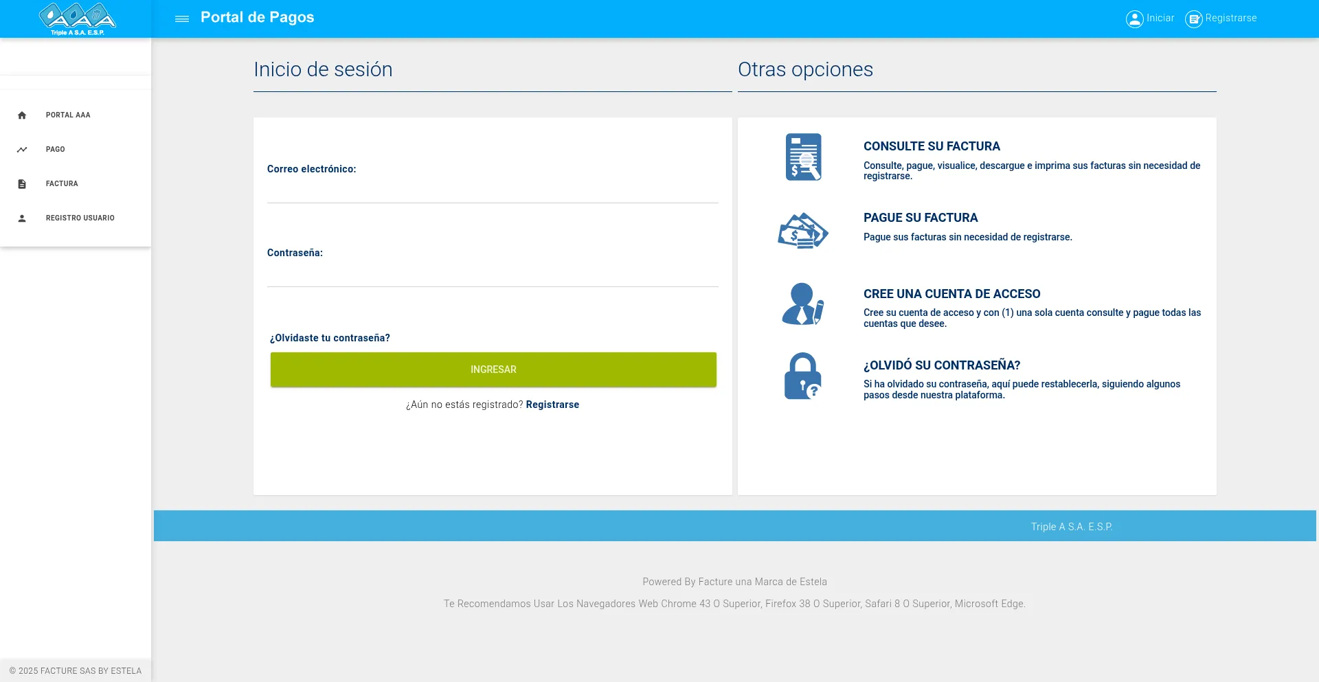 Website screenshot of Gp.aaa.com.co