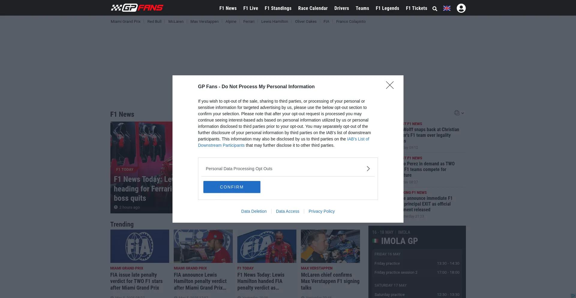 Website screenshot of Gpfans.com