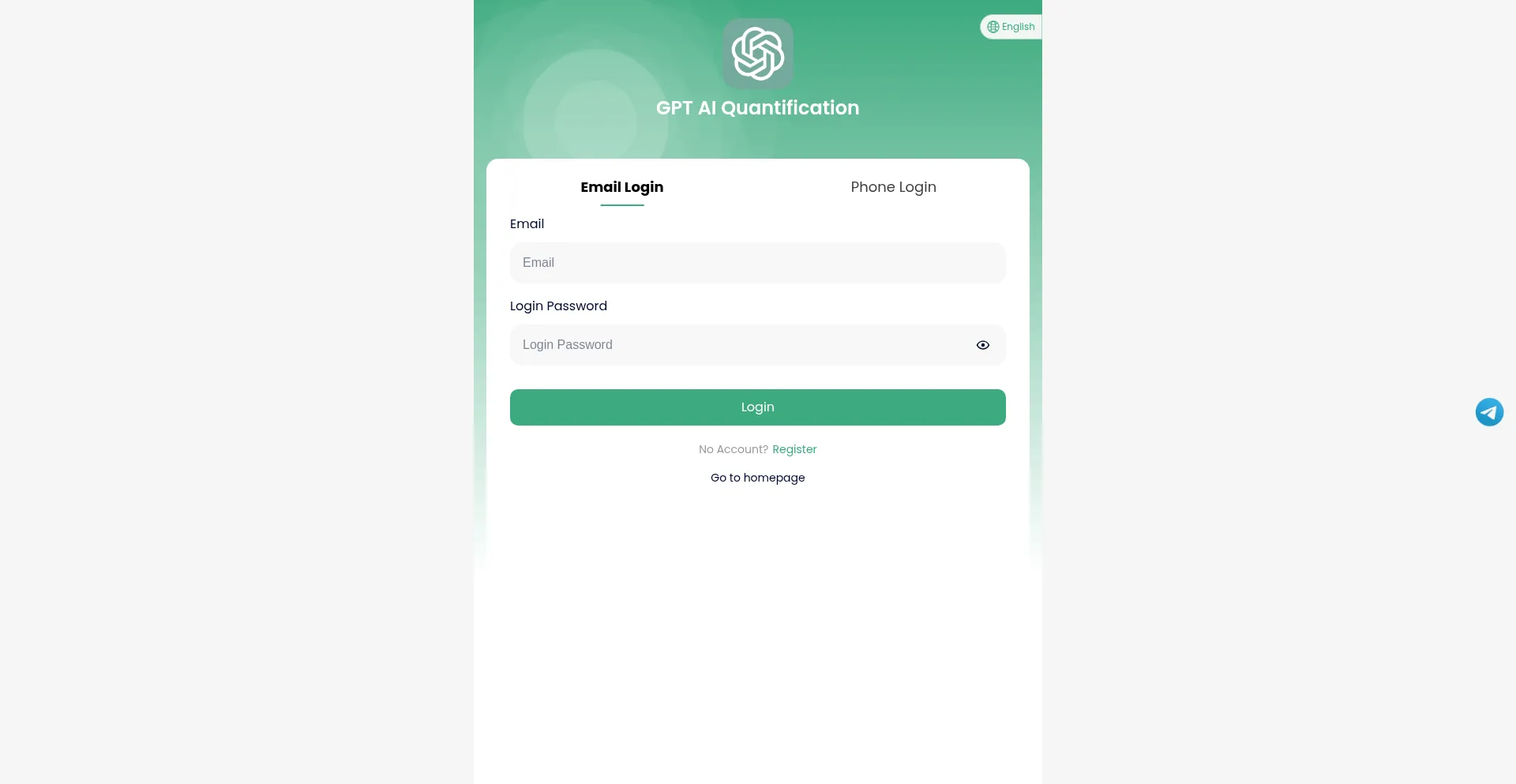 Website screenshot of Gptaiquantification.com