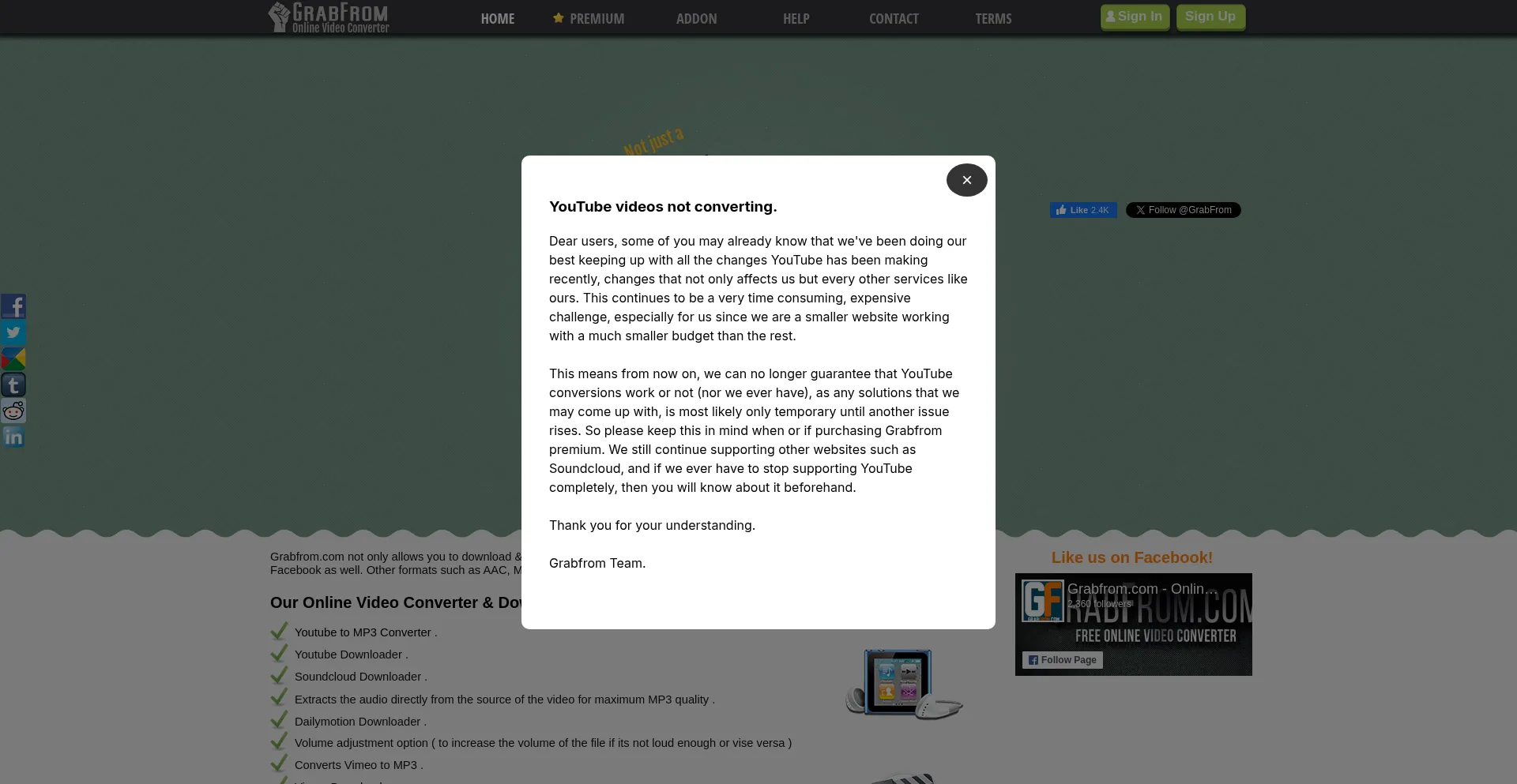 Website screenshot of Grabfrom.com