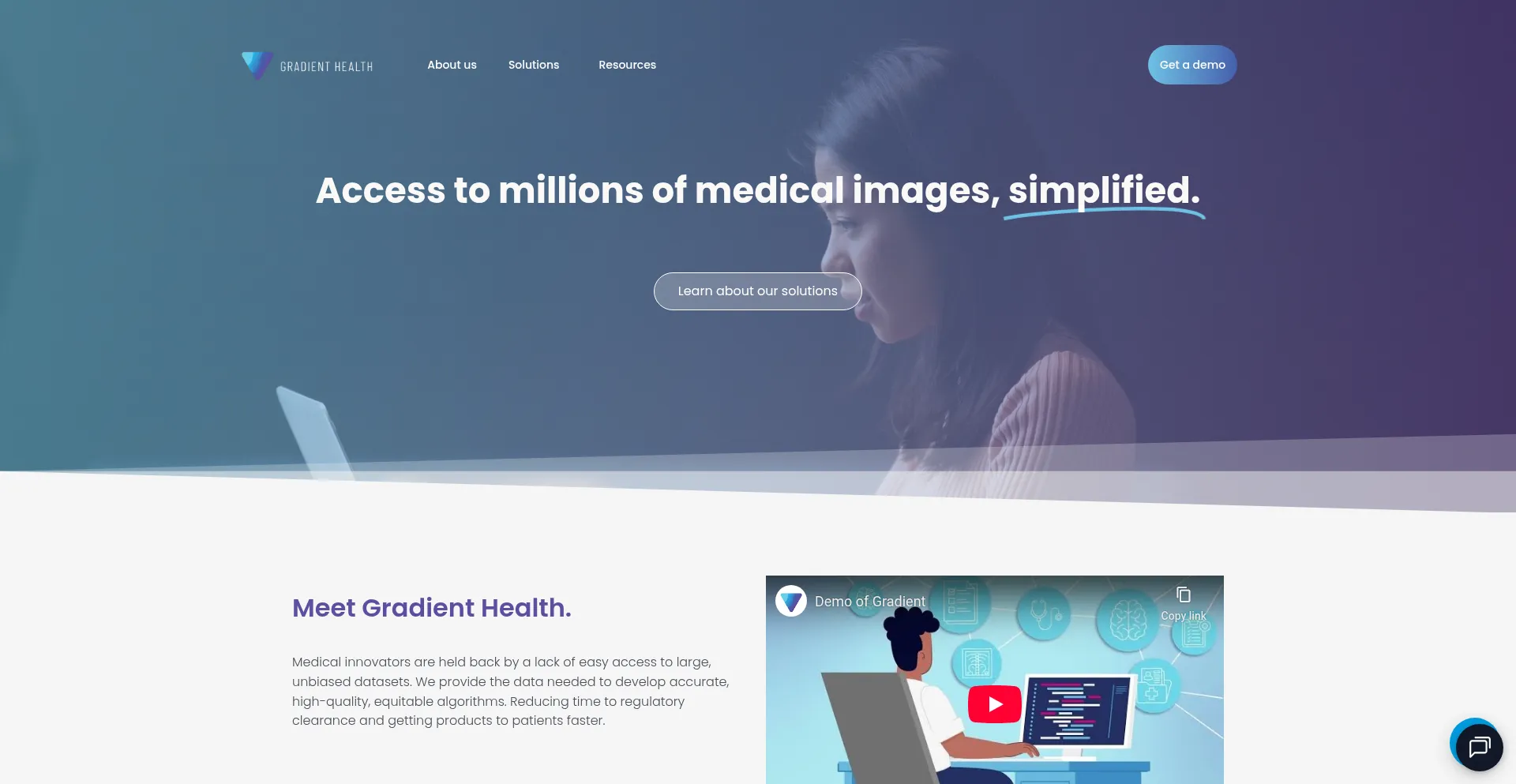 Website screenshot of Gradienthealth.io