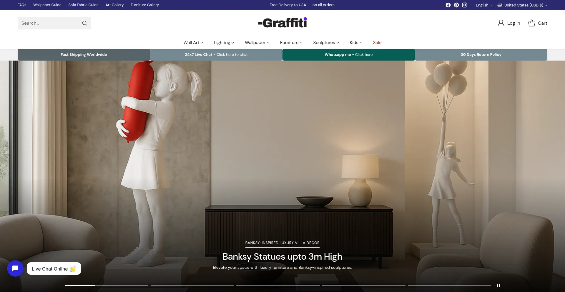 Website screenshot of Graffitiwallarts.com