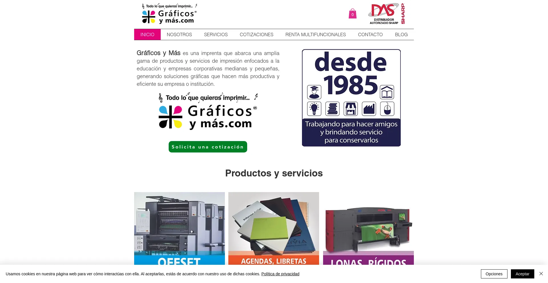 Website screenshot of Graficosymas.com