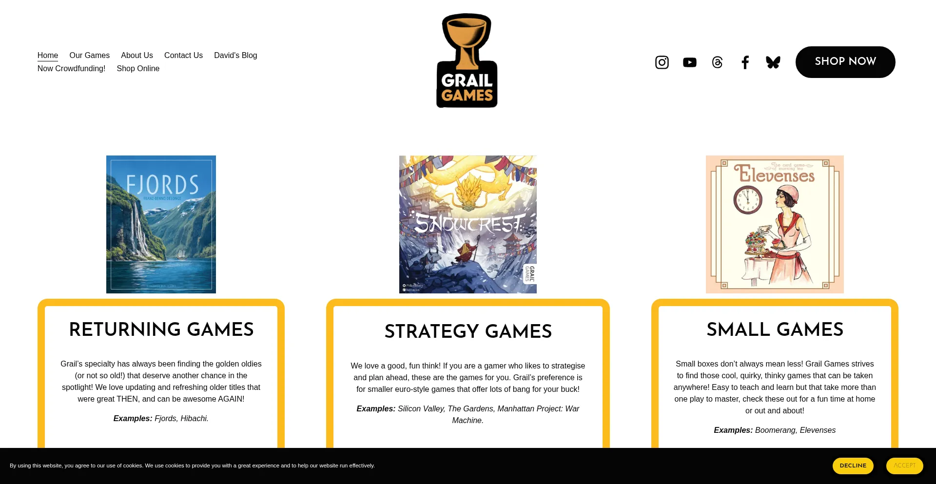Website screenshot of Grailgames.games