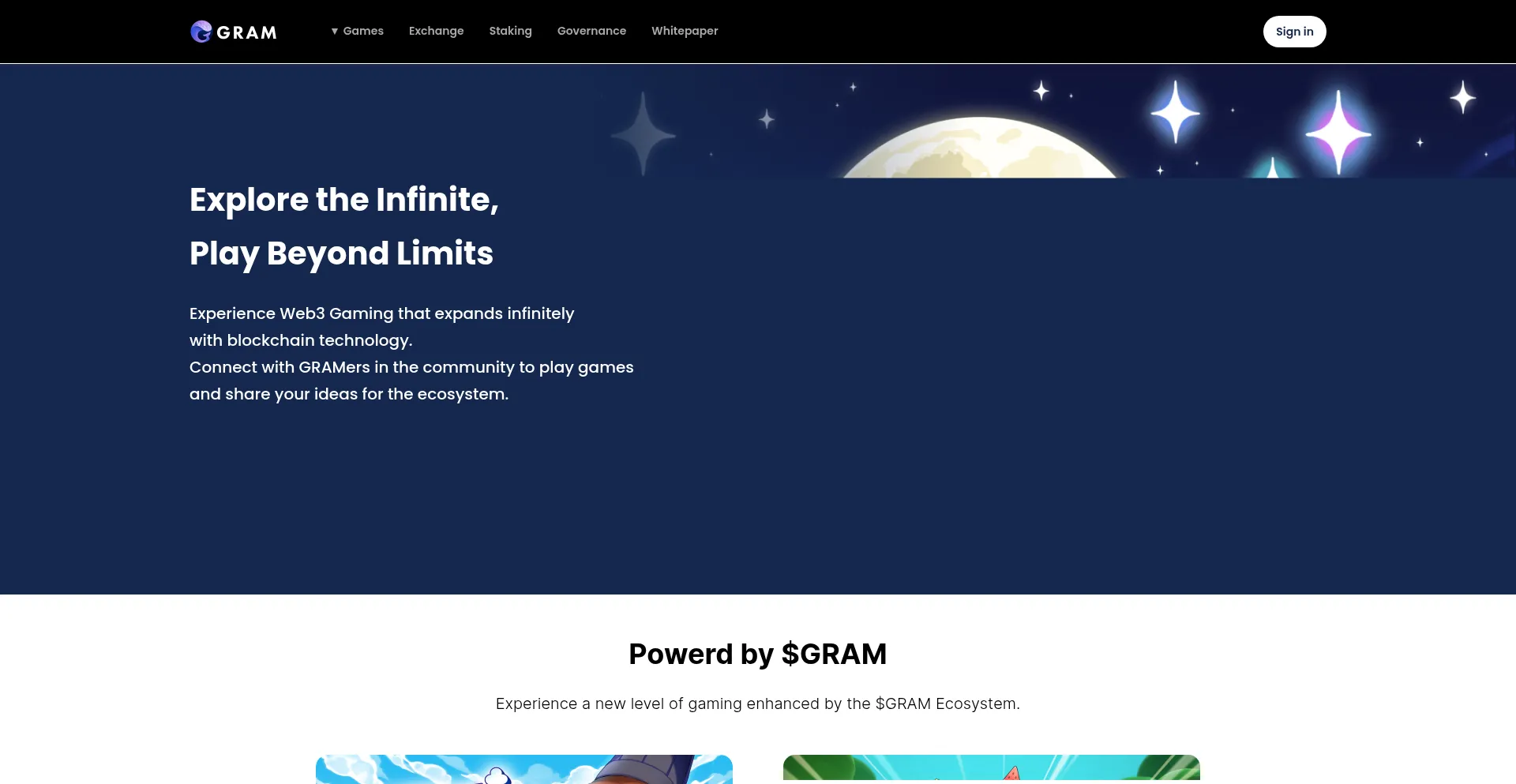 Website screenshot of Gram.voyage
