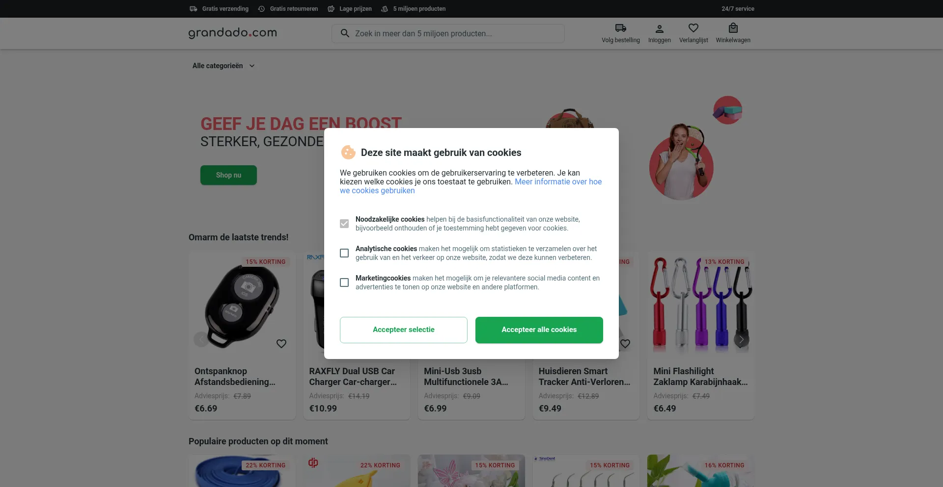 Website screenshot of Grandado.com