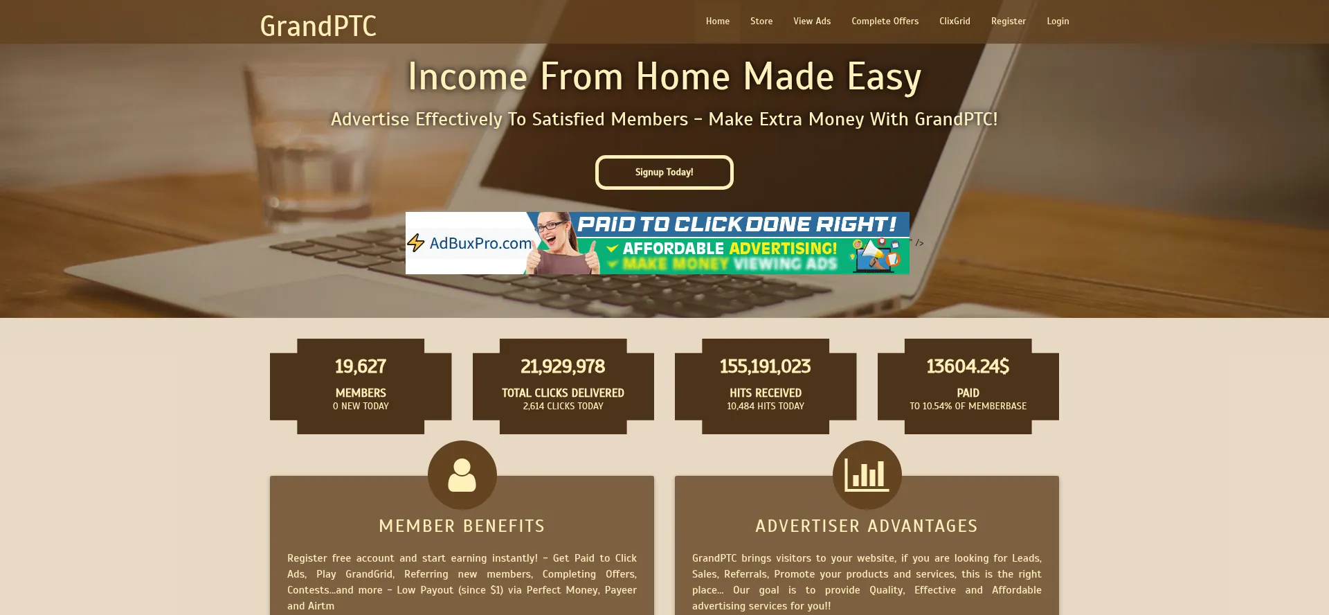 Website screenshot of Grandptc.info