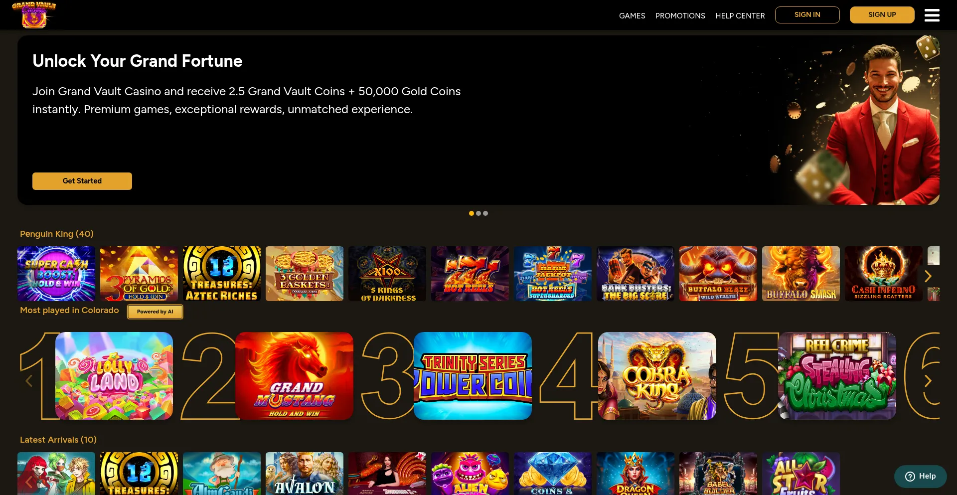 Grandvaultcasino.com Screenshot