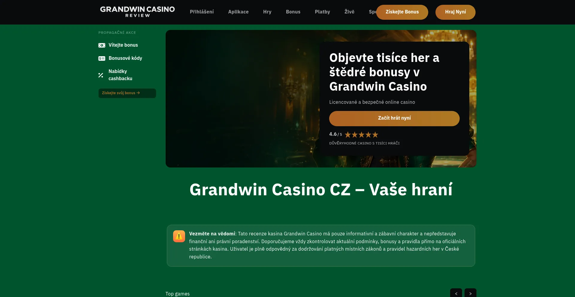 Grandwincasinocz.com