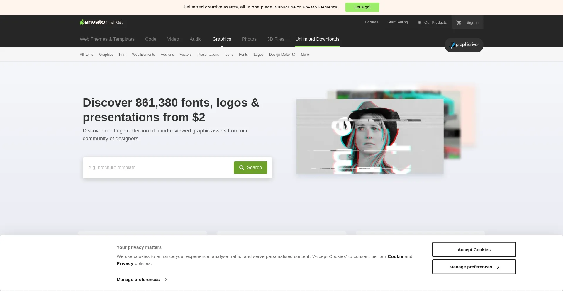 Website screenshot of Graphicriver.com