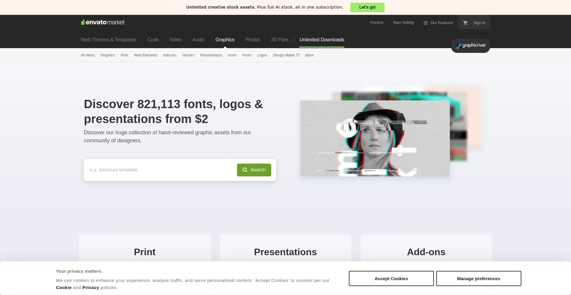 Website screenshot of Graphicriver.net