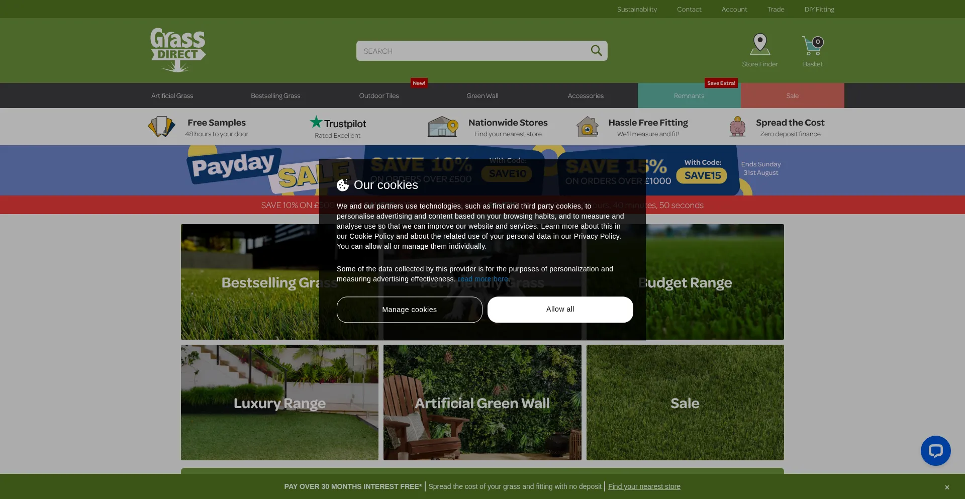 Website screenshot of Grass-direct.co.uk