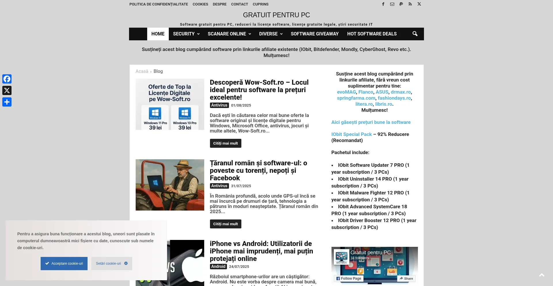 Website screenshot of Gratuitpentrupc.com