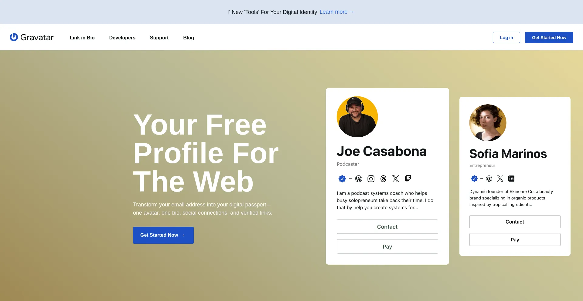 Website screenshot of Gravatar.com