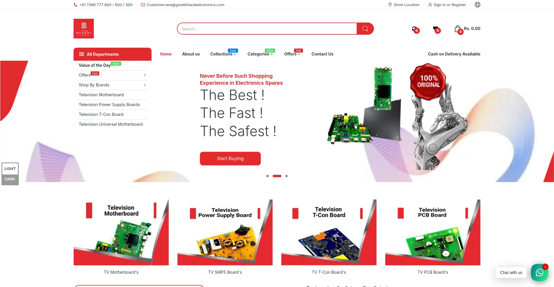 Website screenshot of Greatbharatspares.com