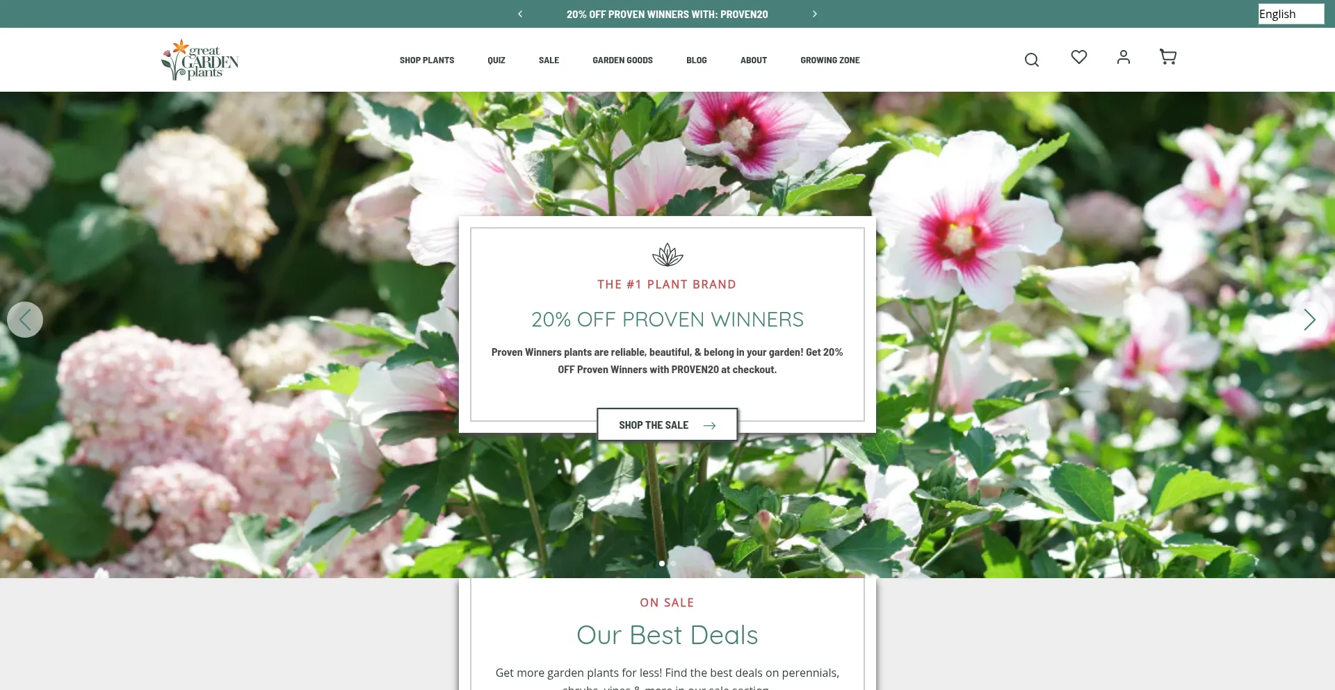 Website screenshot of Greatgardenplants.com