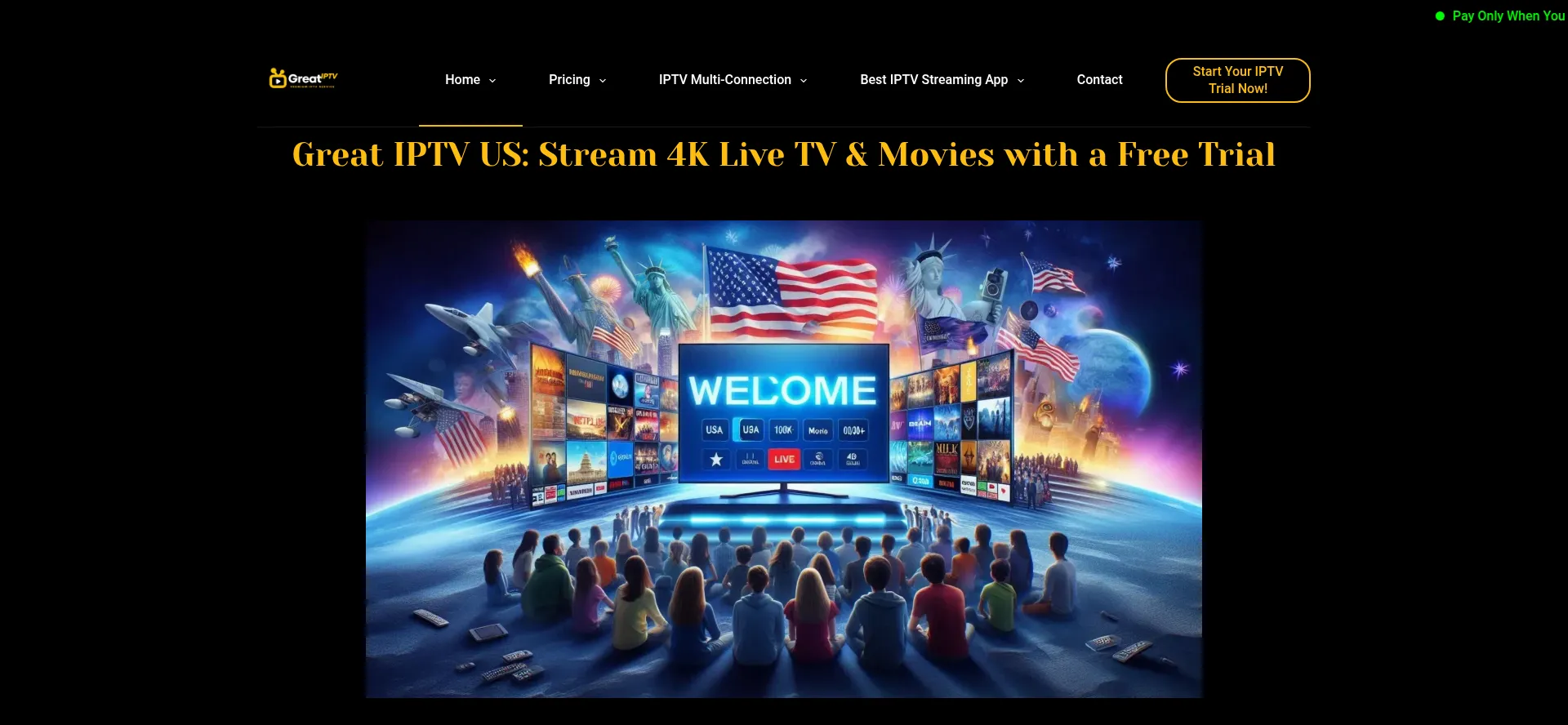 Website screenshot of Greatiptv.us