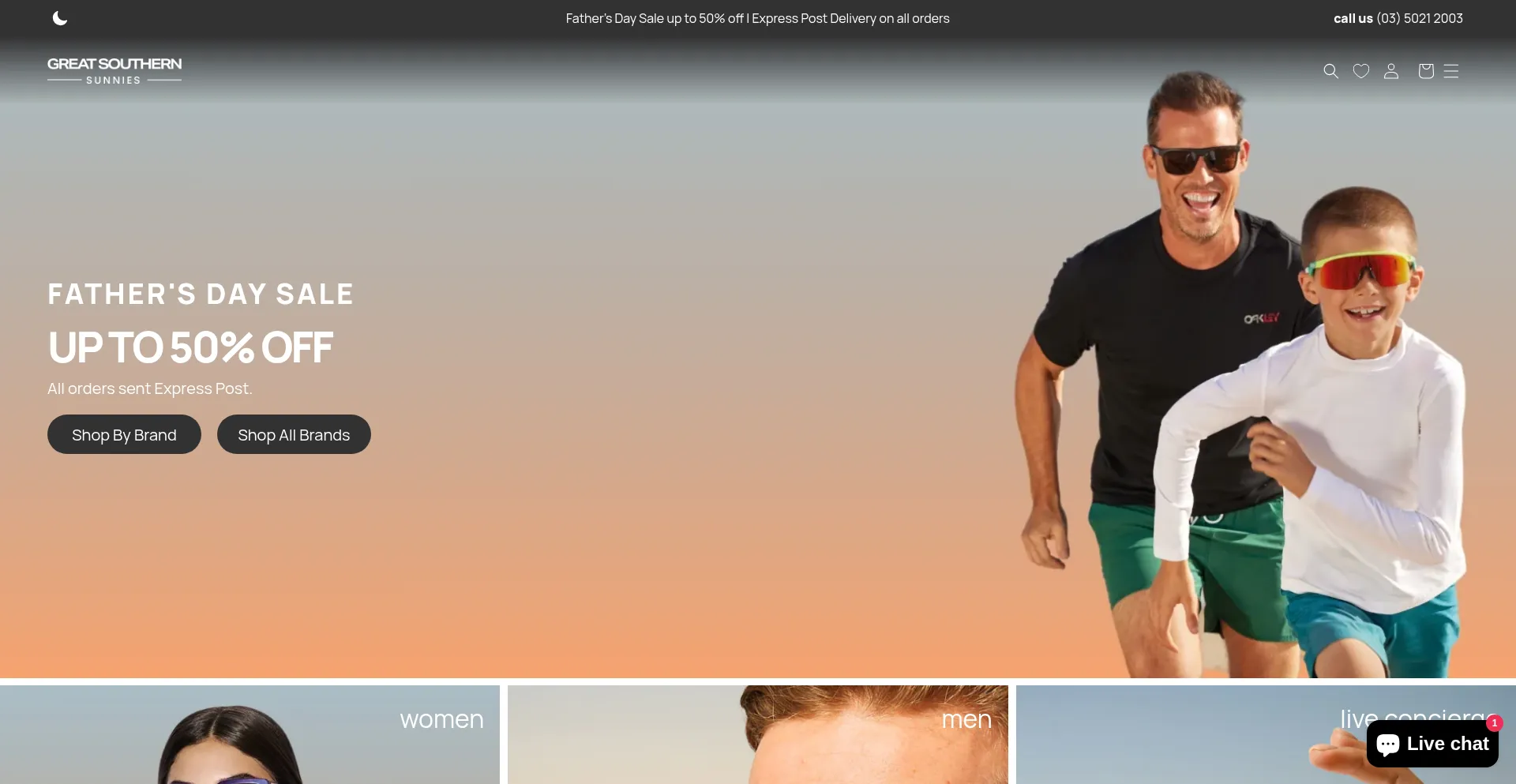 Website screenshot of Greatsouthernsunnies.com.au