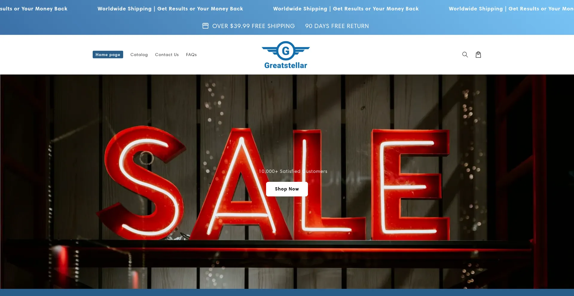 Website screenshot of Greatstellar.com