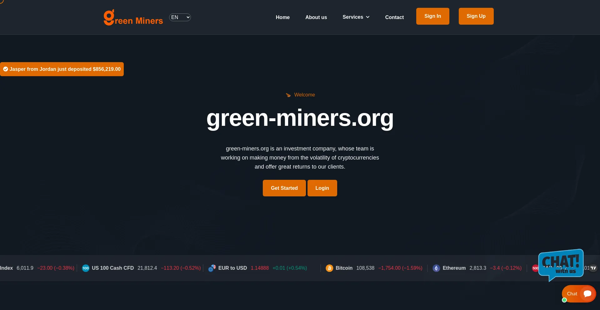 Website screenshot of Green-miners.org