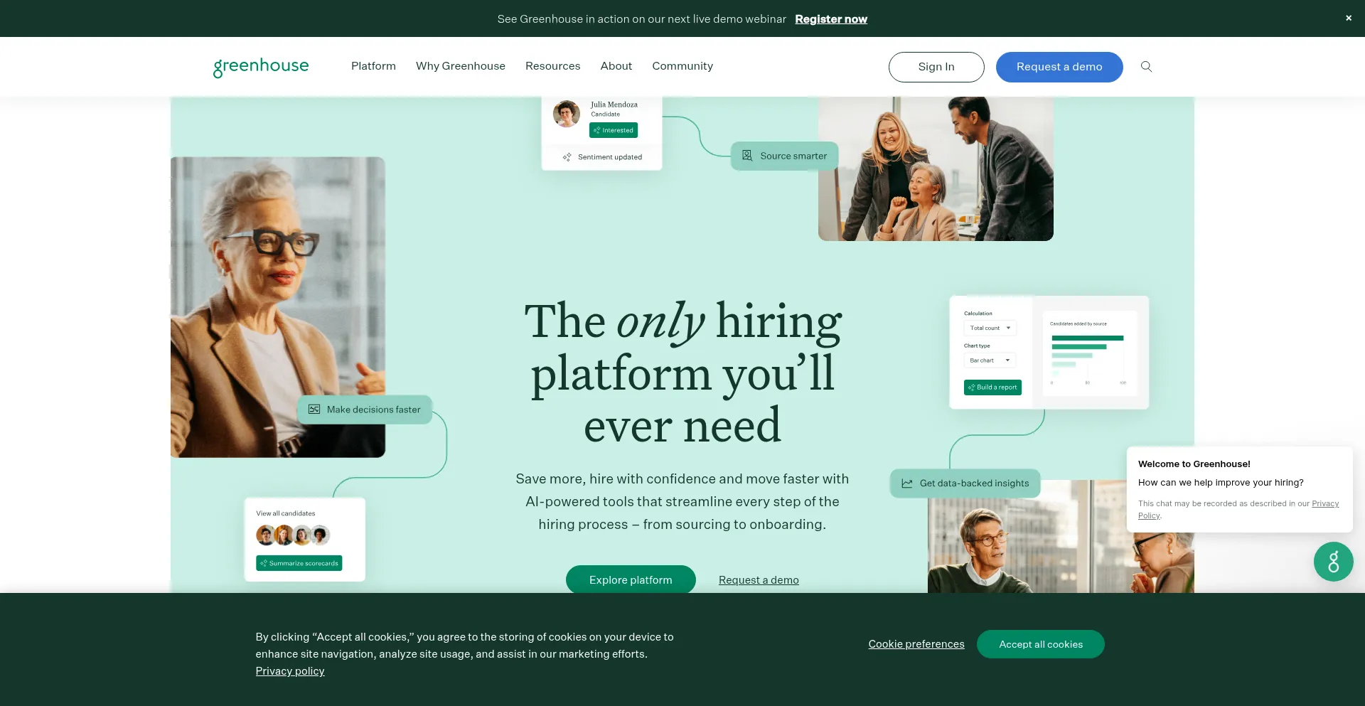 Website screenshot of Greenhouse.com