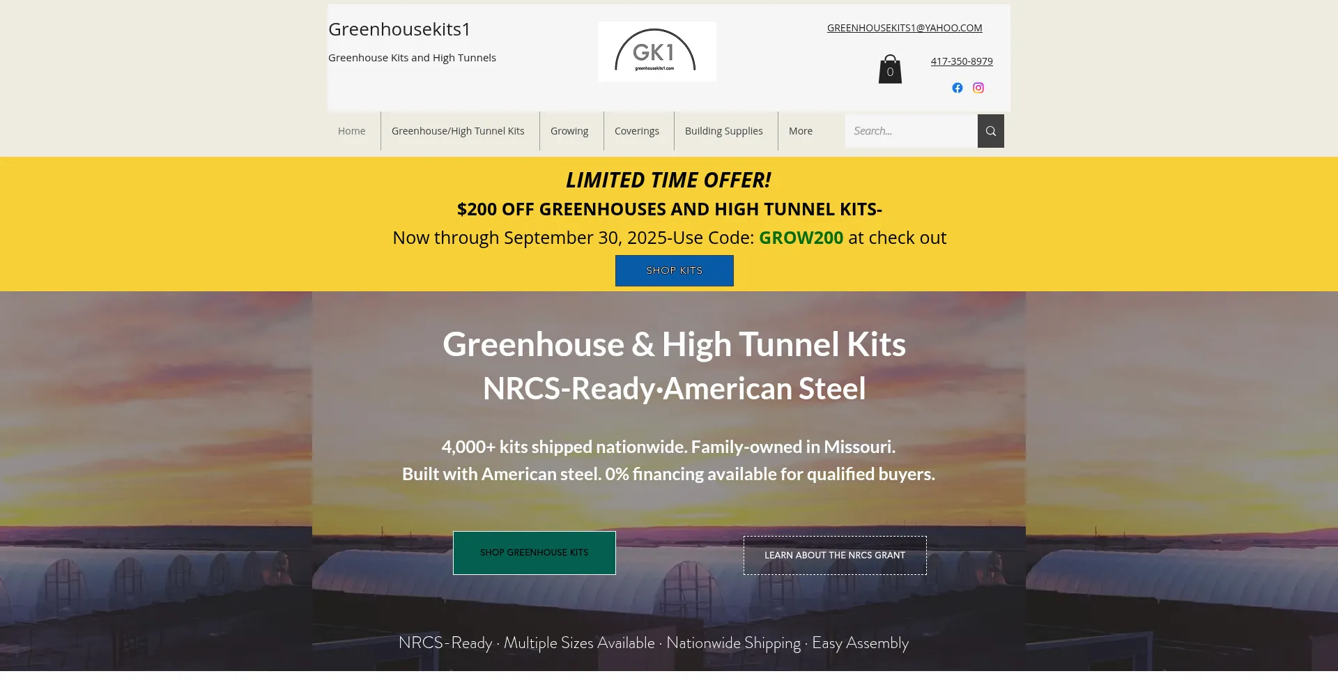 Greenhousekits1.com Screenshot