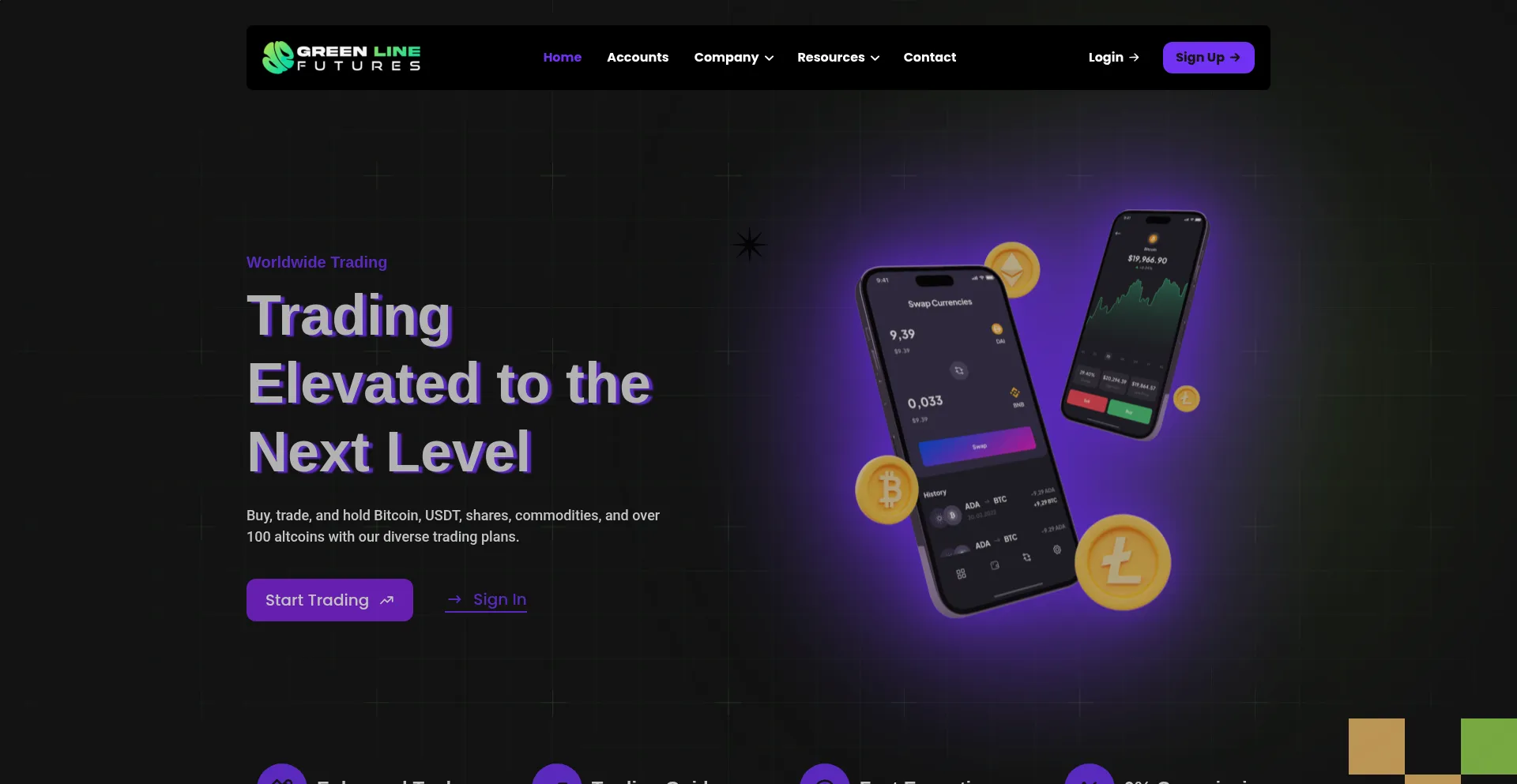 Website screenshot of Greenline-futures.io