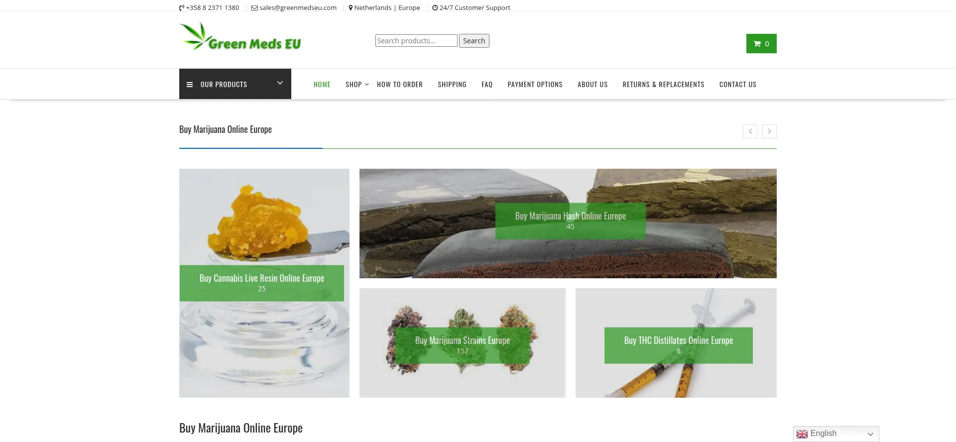 Website screenshot of Greenmedseu.com