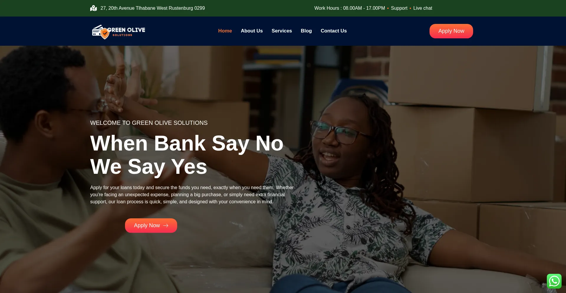 Website screenshot of Greenolivesolutions.co.za