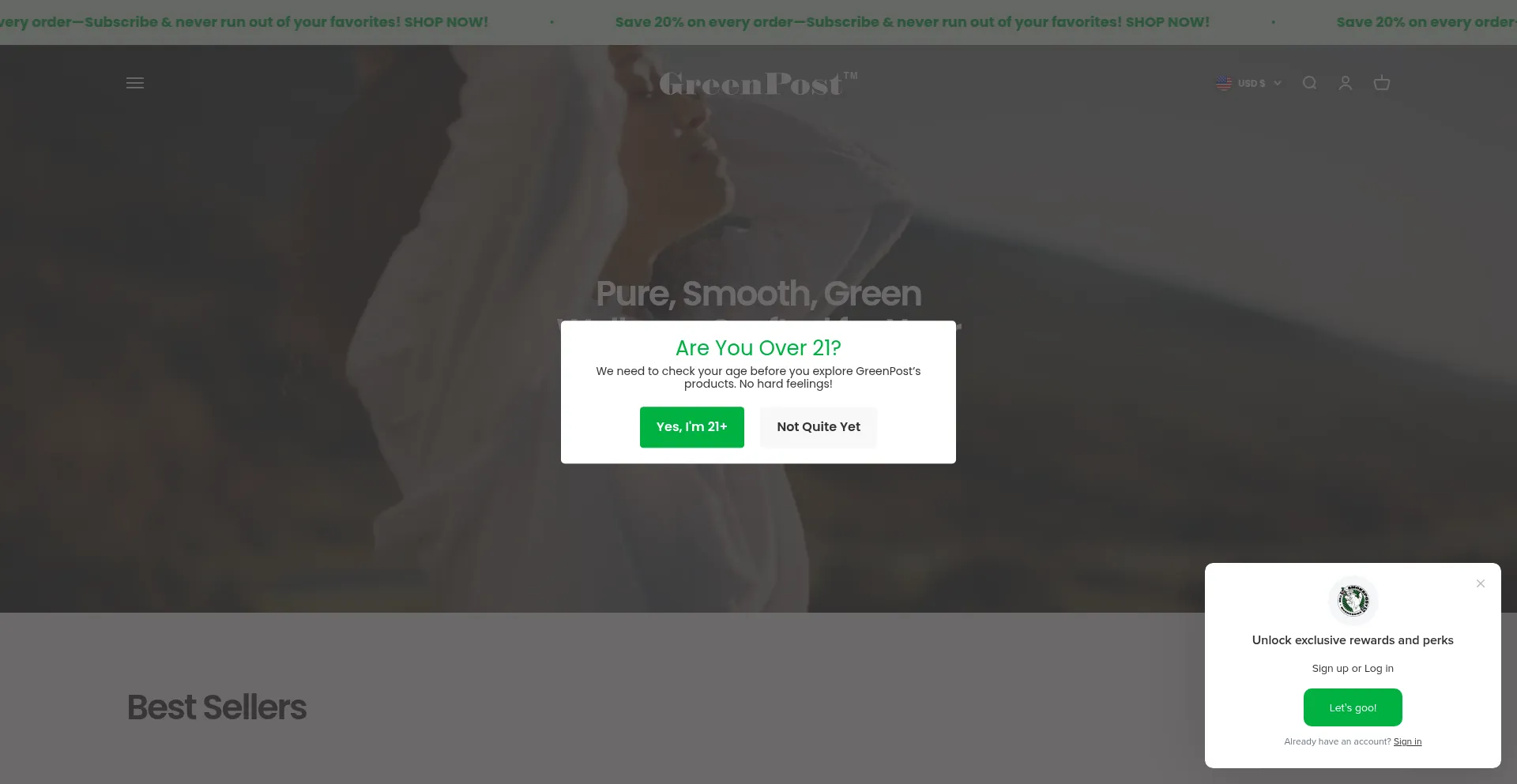 Website screenshot of Greenpostcbd.com