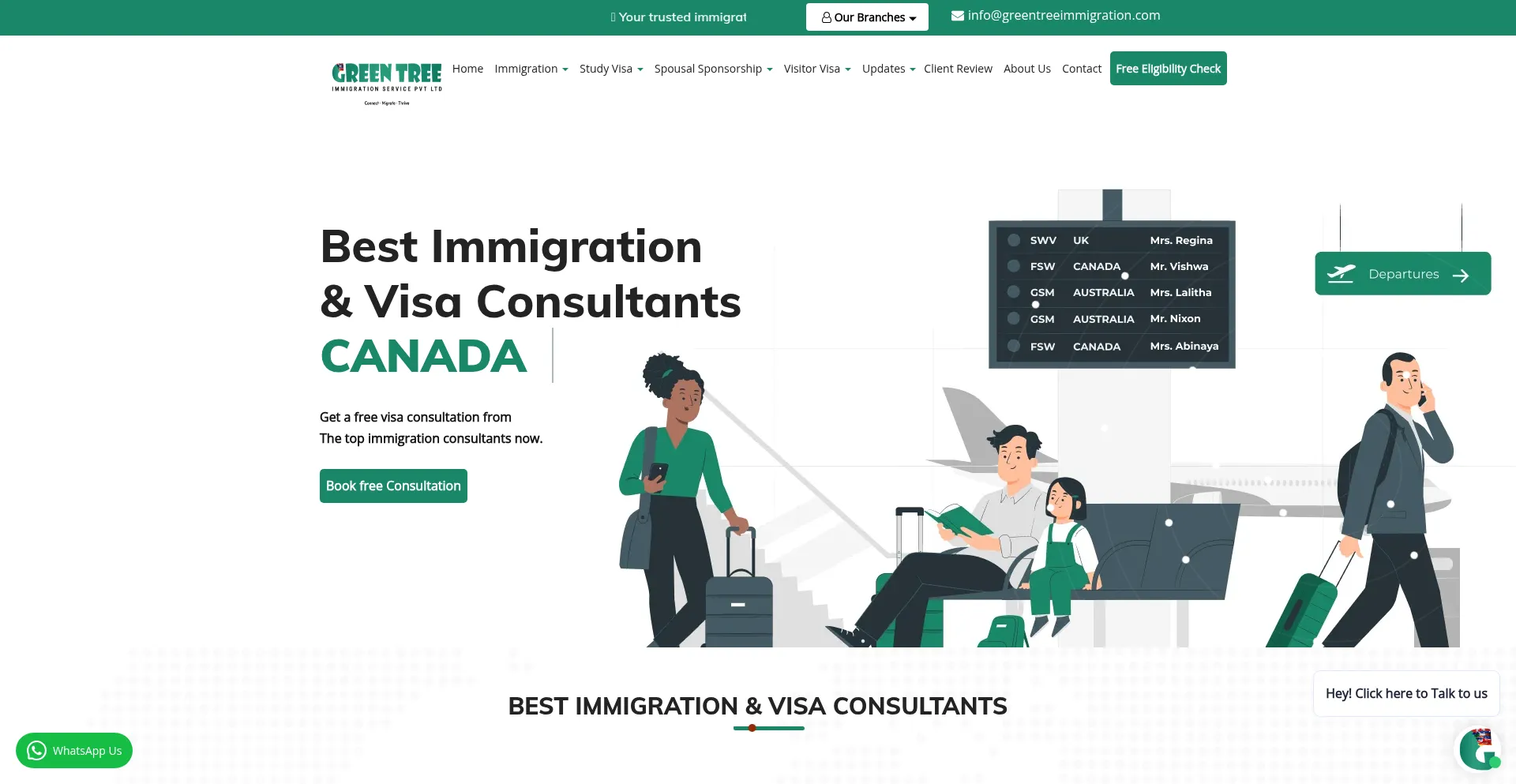 Website screenshot of Greentreeimmigration.com