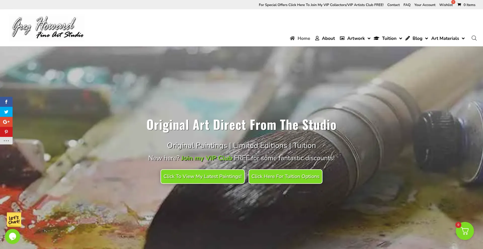 Website screenshot of Greghoward.gallery