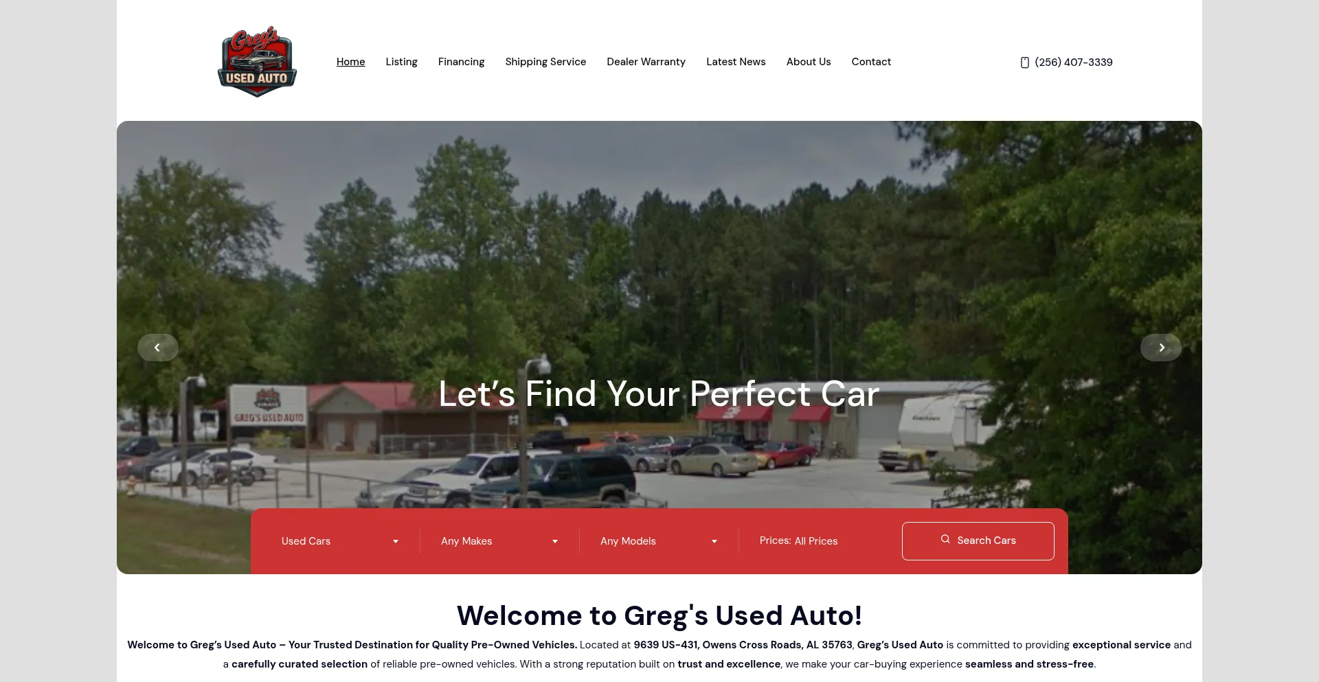 Gregsusedautosal.com Screenshot
