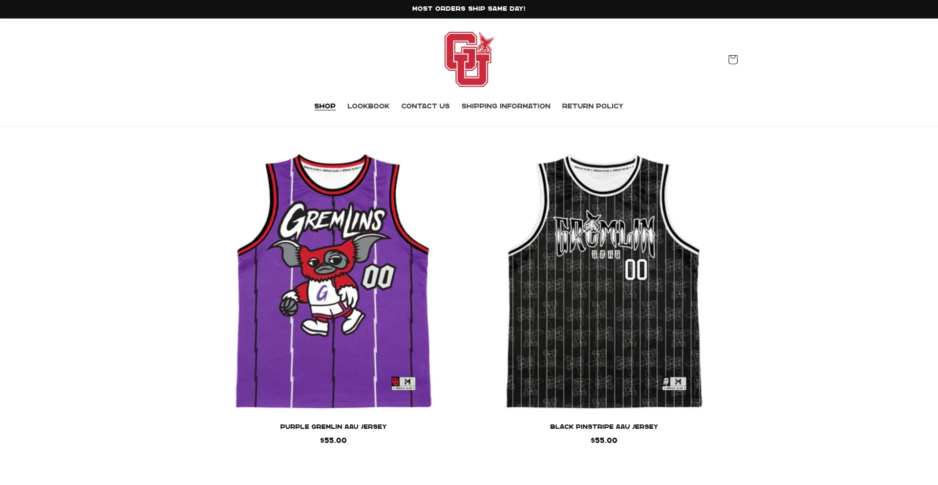 Website screenshot of Gremlinmerch.com