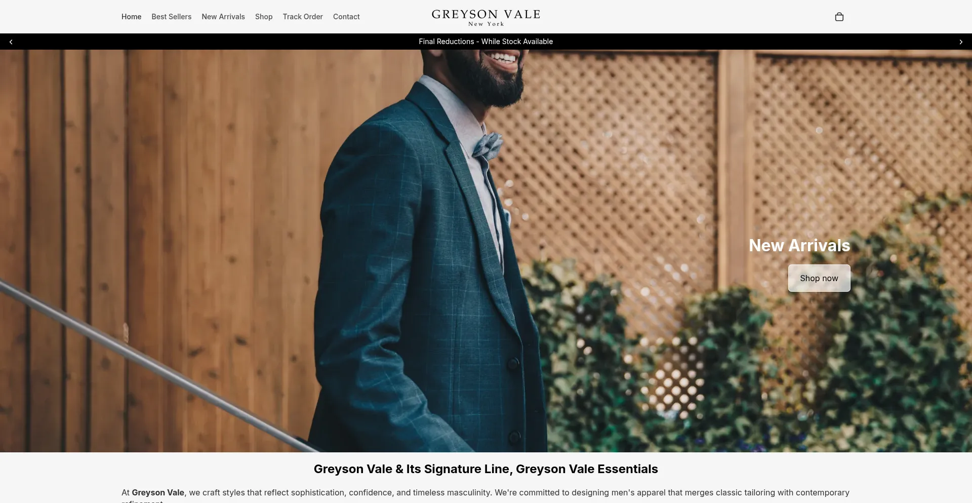 Website screenshot of Greysonvale.com