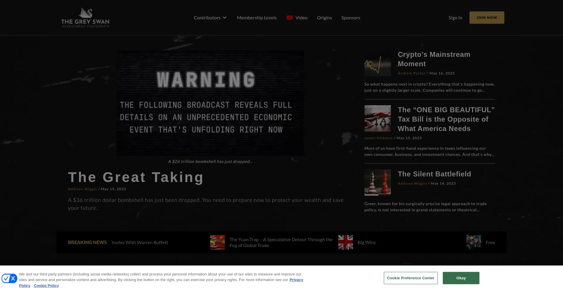 Website screenshot of Greyswanfraternity.com