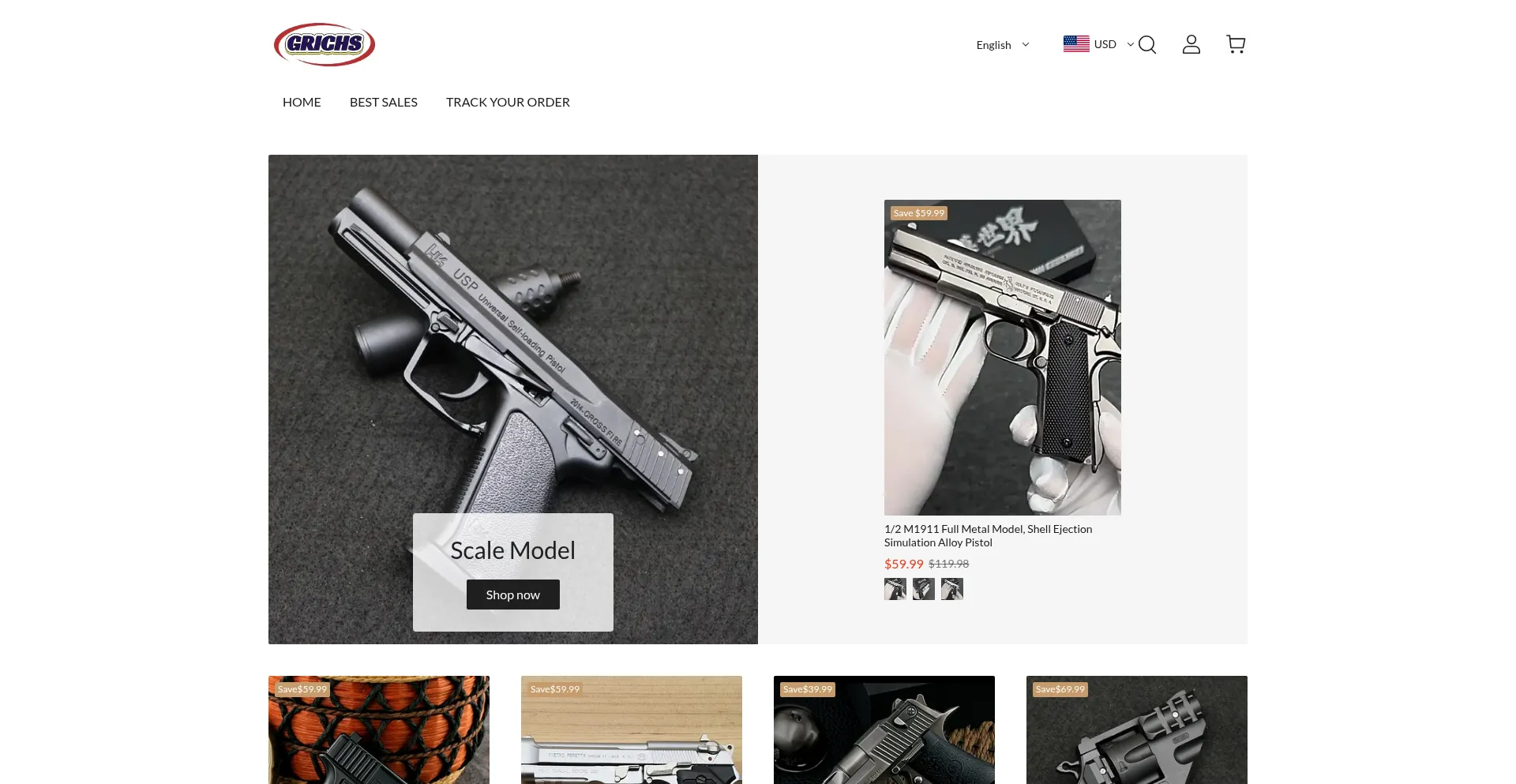 Website screenshot of Grichs.com