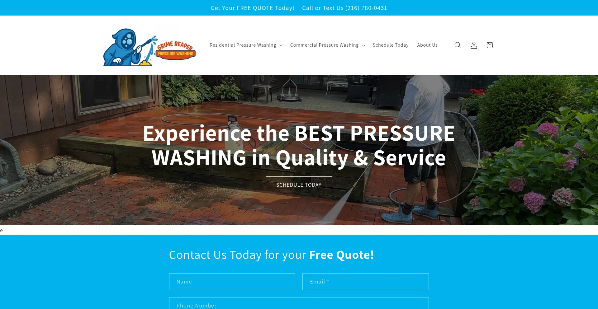 Website screenshot of Grimereaperpressurewashing.com